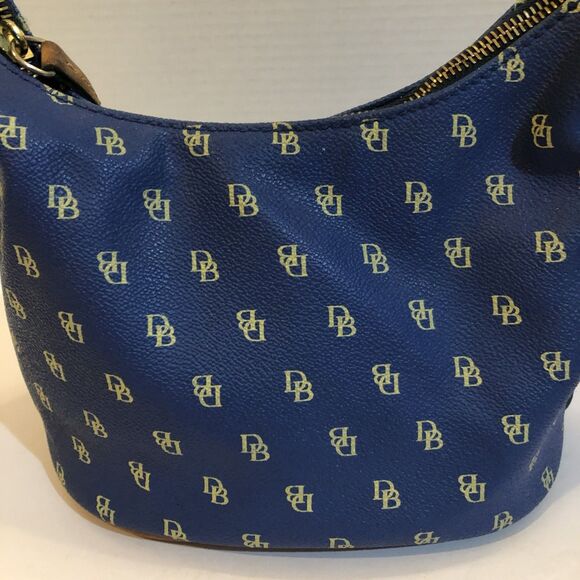 Dooney & Bourke Chic Handbag Monogram Logo Blue Mini Hobo Purse Zipper Petite - Picture 2 of 8